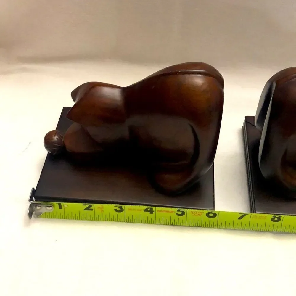 Selamat designs mahogany wood cats bookends